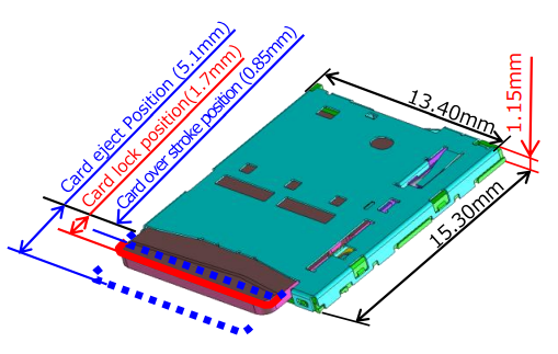 机械图纸 - Hirose Electric DM3NW MicroSD™卡连接器